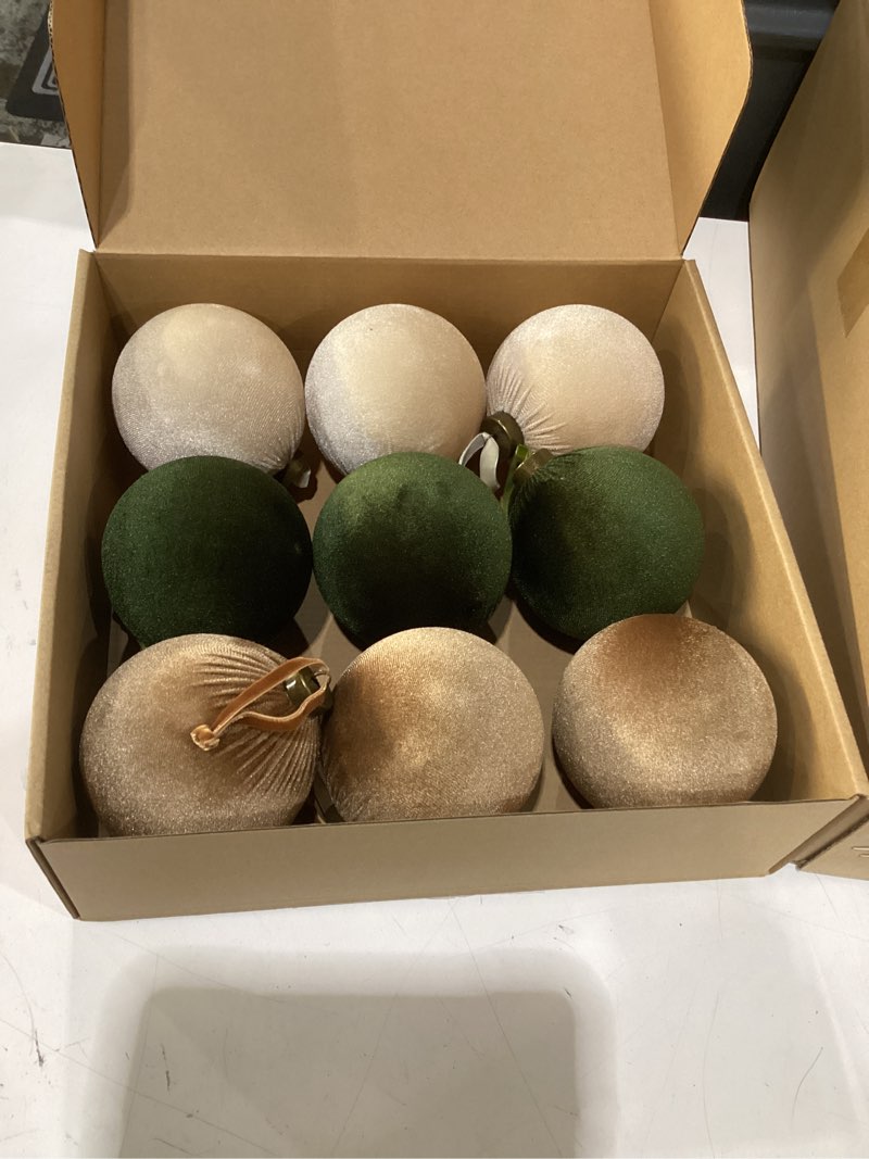 Condition photo showing Good Condition for 9 PCS Velvet Christmas Balls Ornaments 4inch& 6inch Christmas Large Ball Set for Xmas Tree Decor, Holiday Home Party (Mixed Colors 1, 4inch) Mixed Colors 1 4inch