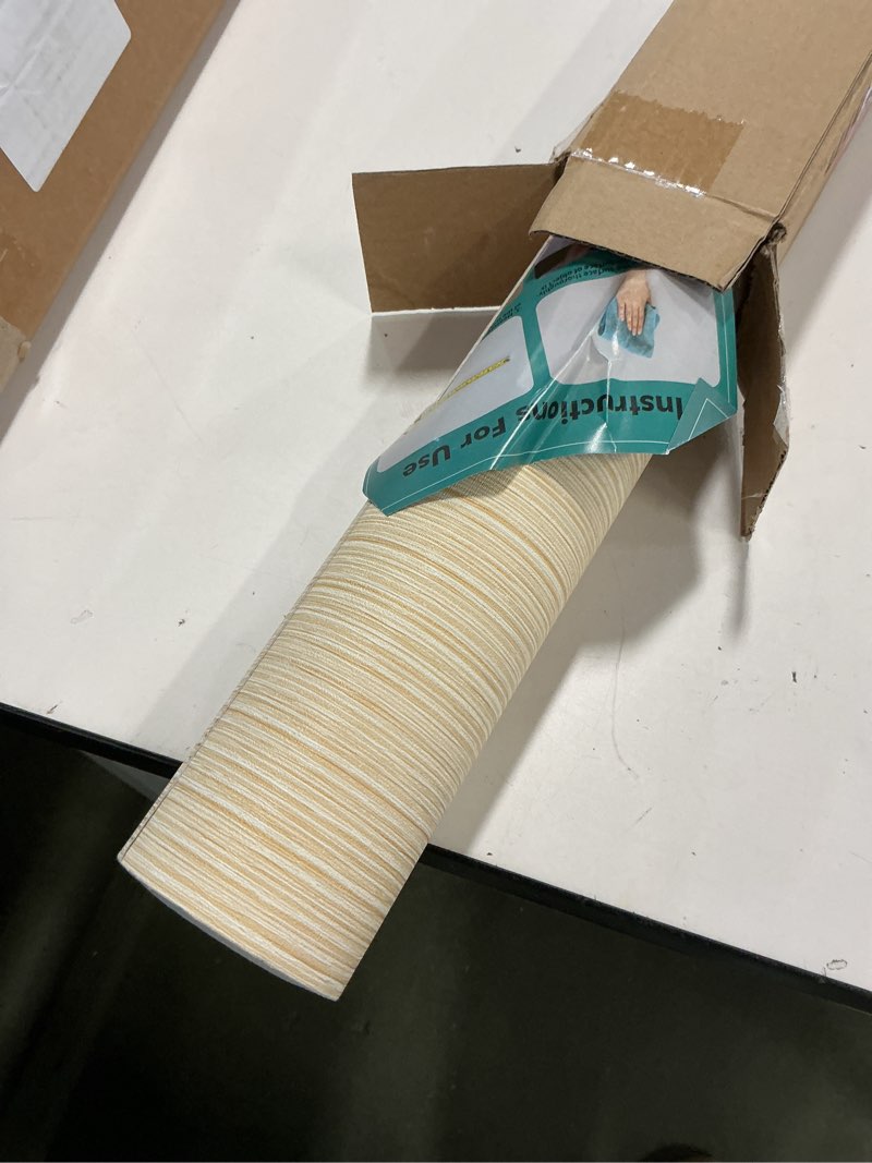 Condition photo showing New/Like New for Haimin Grasscloth Wallpaper Textured 24in X 393in Fabric Contact Paper Textured Linen Wall Paper Peel and Stick Self-Adhesive Thick Vinyl Embossed Wallpaper (Yellow)