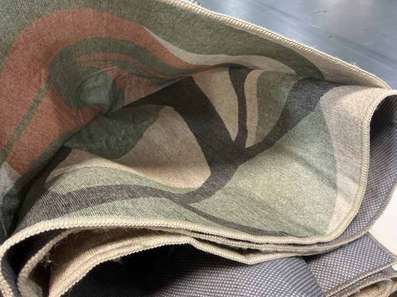 Condition photo showing Good Condition for genimo outdoor & indoor area rug 8'x10', waterproof, non-shedding, easy cleaning, leaf mat for patio, living room, balcony, dining room, rv, deck, bedroom, camping, outside carpet, beige grey beige grey 8' x 10' (rectangular)