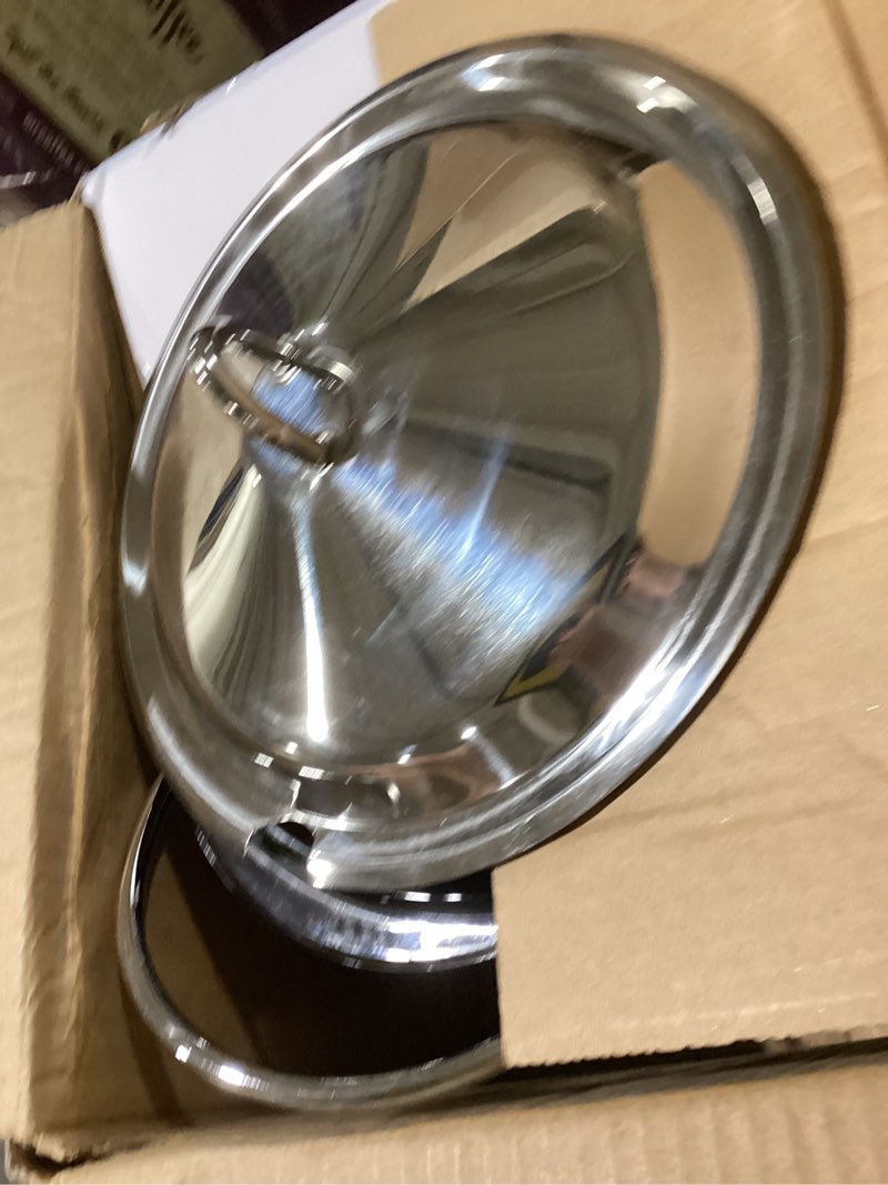 Condition photo showing As Is for 4 Quart Soup Warmer | Soup Tureen for Parties Buffet, Stainless Steel Soup Chafer with Glass Serving Dish and Ladle 4 Quart Soup Tureen