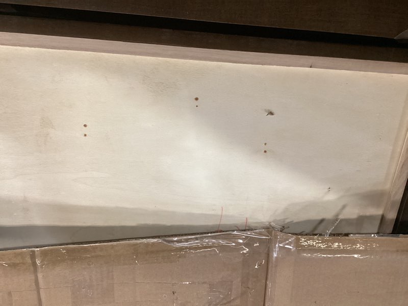 Condition photo showing As Is for Solid Wood Desk,40" Oak Wooden Desk with Drawers,Mid Century Modern Small Computer Desk with Drawers for Small Spaces Home Office Solid Wood Writing Desk,(Walnut Color-1 Drawers) (Walnut Color) Walnut-7