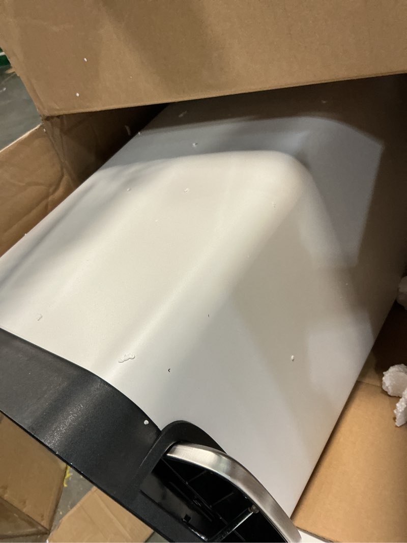 Condition photo showing Good Condition for happimess hpm1007a betty retro 8-gallon step-open trash can with soft-close lid, fingerprint resistant, modern, minimalistic for home, kitchen, laundry room, office, bedroom, bathroom, white