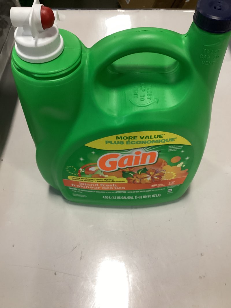 Condition photo showing New/Like New for Gain + Aroma Boost Liquid Laundry Detergent, Island Fresh Scent, 107 Loads, 154 fl oz, HE Compatible Island Fresh 154 Fl Oz (Pack of 1)