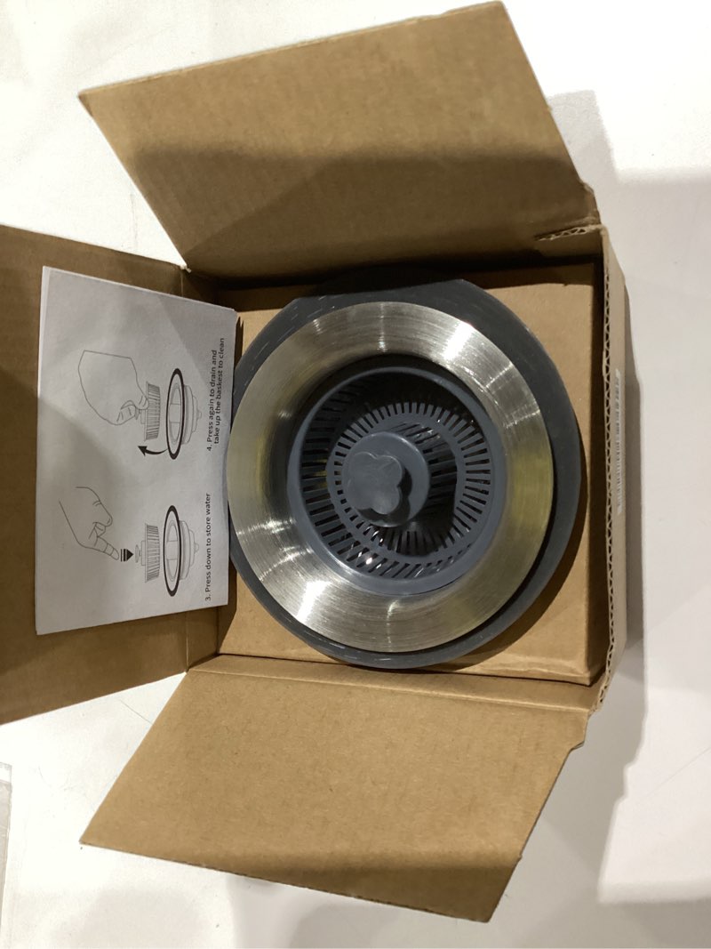Condition photo showing Good Condition for Sink Drain Strainer, Flaviao 3 in 1 Kitchen Sink Drain Strainer and Stopper Combo Upgraded 304 Stainless Steel Pop-up Anti-Clogging Sink Drain Stopper for US Standard 3-1/2 Inch Drain