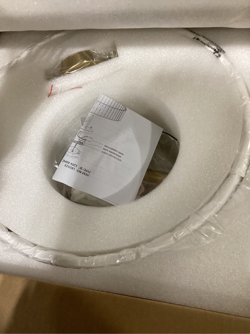 Condition photo showing New/Like New for Modern Crystal Ceiling Light Fixture, Semi Flush Mount Ceiling Light, Brushed Brass Hallway Lighting Fixtures Chandelier, Crystal Chandelier for Kitchen Bedroom Dining Room Closet, 5-Light, 16 Inch 16in 5 light Gold