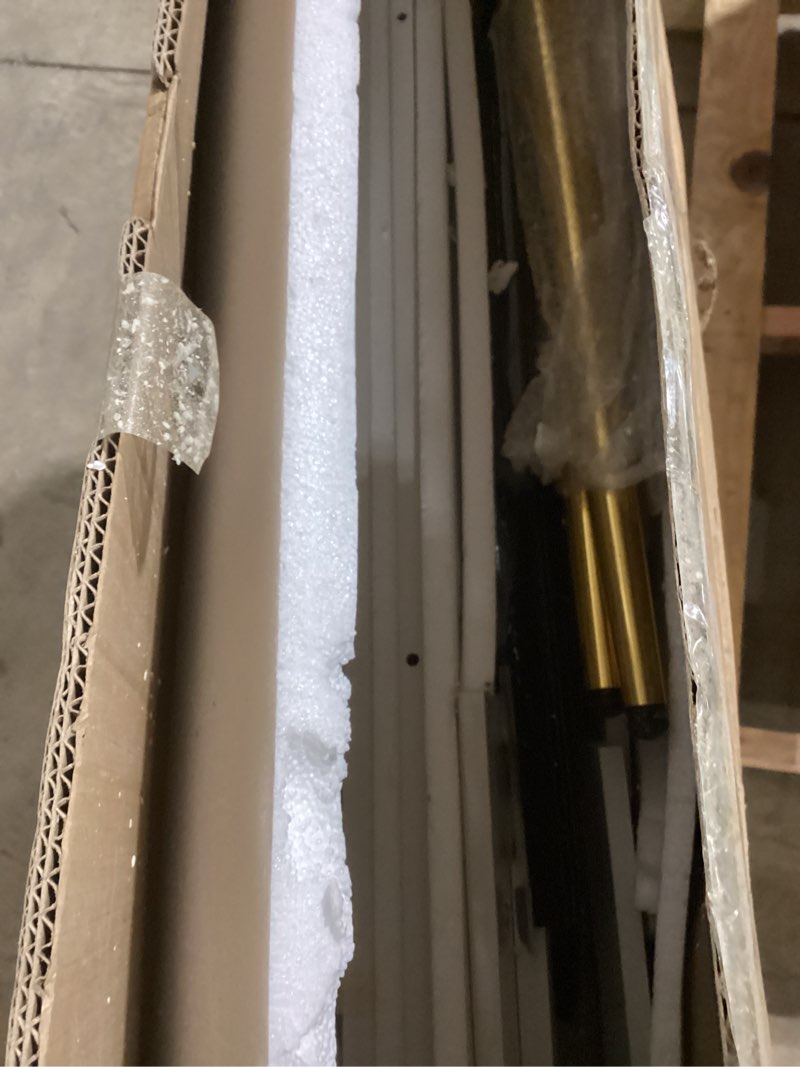 Condition photo showing Good Condition for 47.24" Big Modern Vanity Desk with Mirror and Lights,Makeup Vanity Desk with 5 Drawers and Storage Shelves & Power Outlet,Dressing Table with Glass Top, White