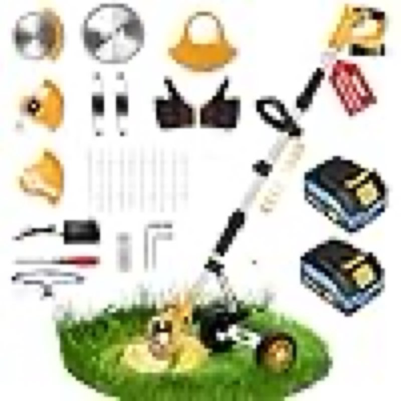 electric weed wacker cordless weed eater battery powered 21v, 4-in-1 brush cutter/string trimmer/grass trimmer/lawn mower, 6 inch lightweight edger stringless weed trimmer with wheel & blade,2 battery