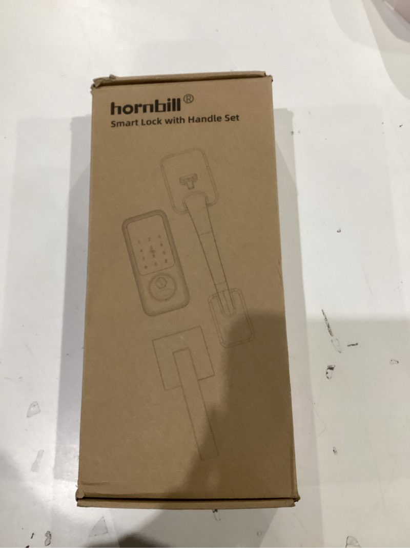 Condition photo showing New/Like New for smart front door lock set: hornbill keyless entry door lock deadbolt with handle, digital keypad smart home system, auto-lock, easy install, matte black