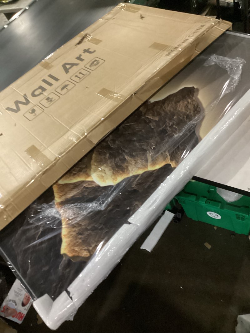 Condition photo showing New/Like New for LED Lighted Mountain Wall Art for Living Room, Large Vertical Modern Minimalist Landscape Artwork for Walls, Nature Luxury Dimmable Bright Wall Decor for Hallway, Entryway, Staircase, Home Office 55.1"L x 27.6"W Luxury Mountain Wall Art