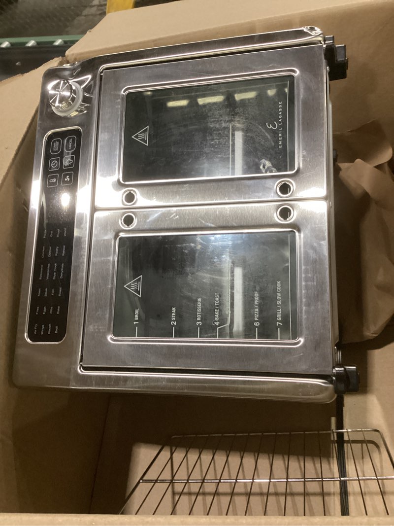 Condition photo showing Good Condition for Dan - Emeril Lagasse Extra Large French Door Air Fryer Toaster Oven Combo, 24 Cooking Functions and Digital Controls, 7 Accessories Included, Stainless Steel Finish, 26QT Capacity, NOT TESTED, AS IS