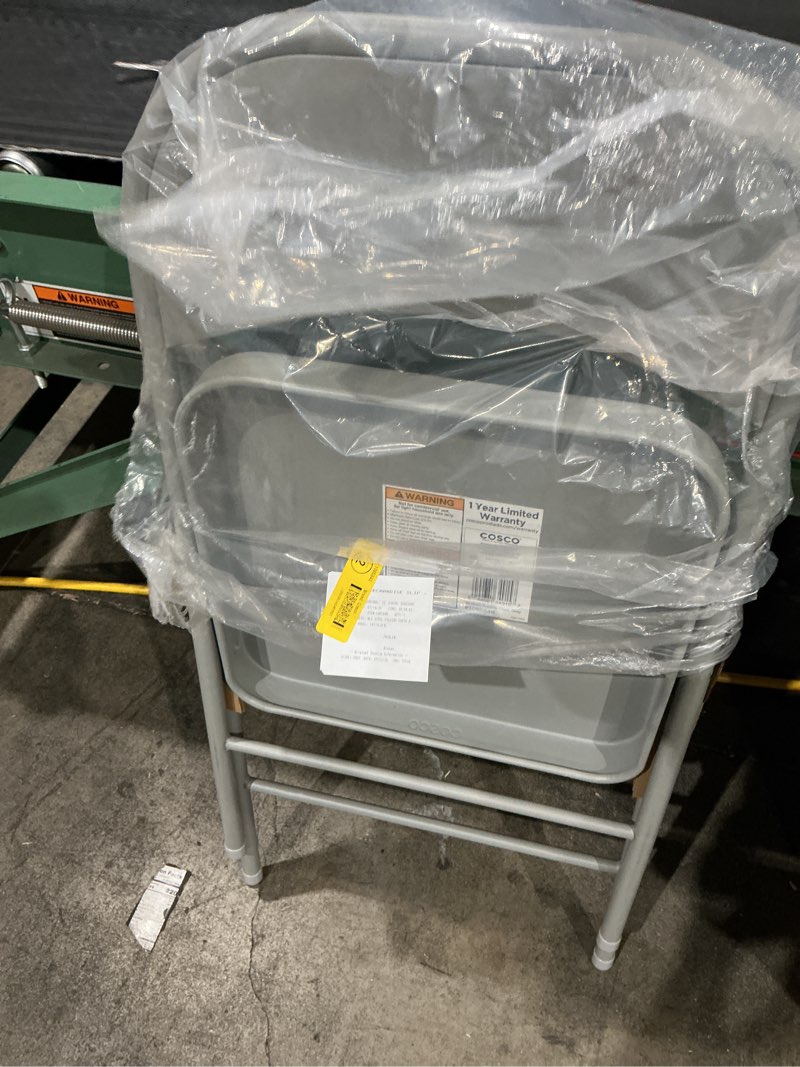 Condition photo showing As Is for cosco indoor gray metal solid standard folding chair