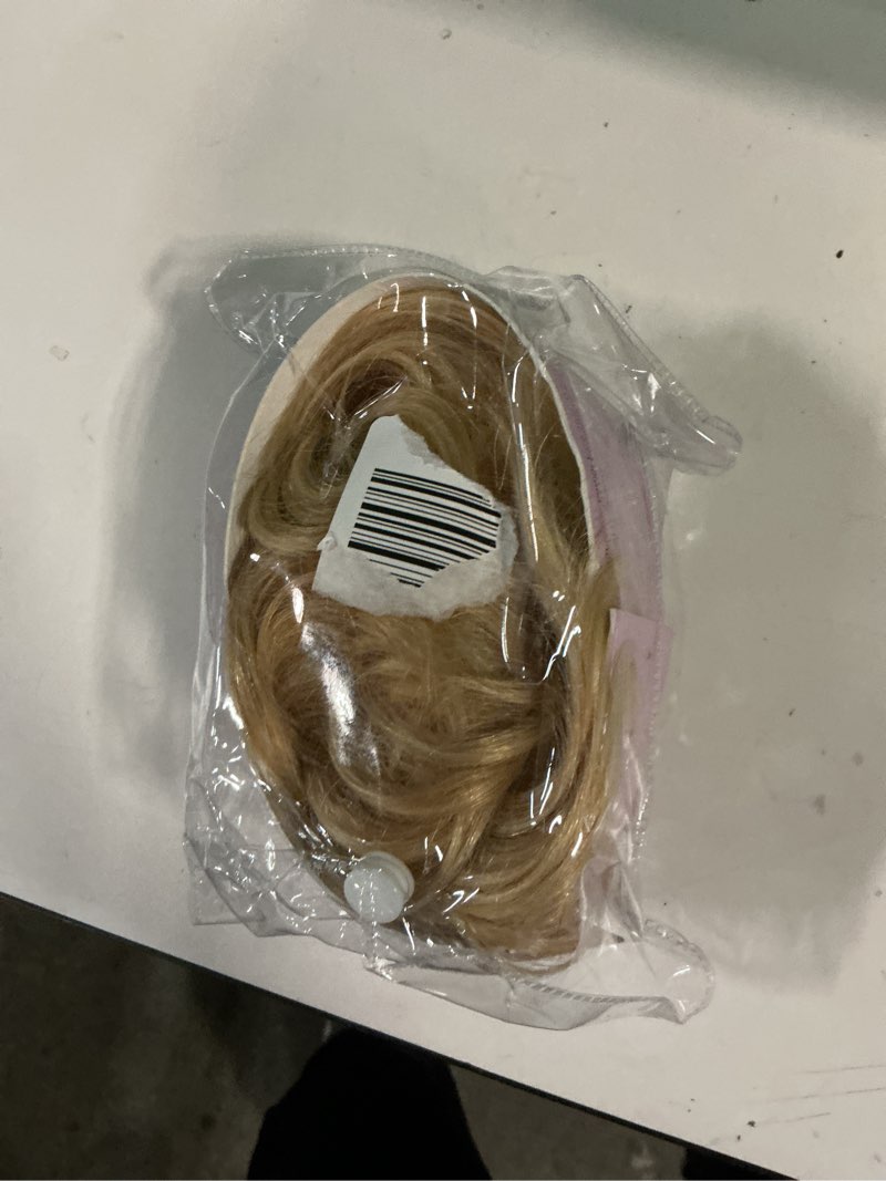 Condition photo showing As Is for ruwiss claw clip messy bun hair piece real human hair buns curly chignon hair bun extensions wavy tousled updo hair buns claw clip ponytail hairpieces hair scrunchie?golden blonde mixed bleach blond? 40g golden blonde mixed bleach blond