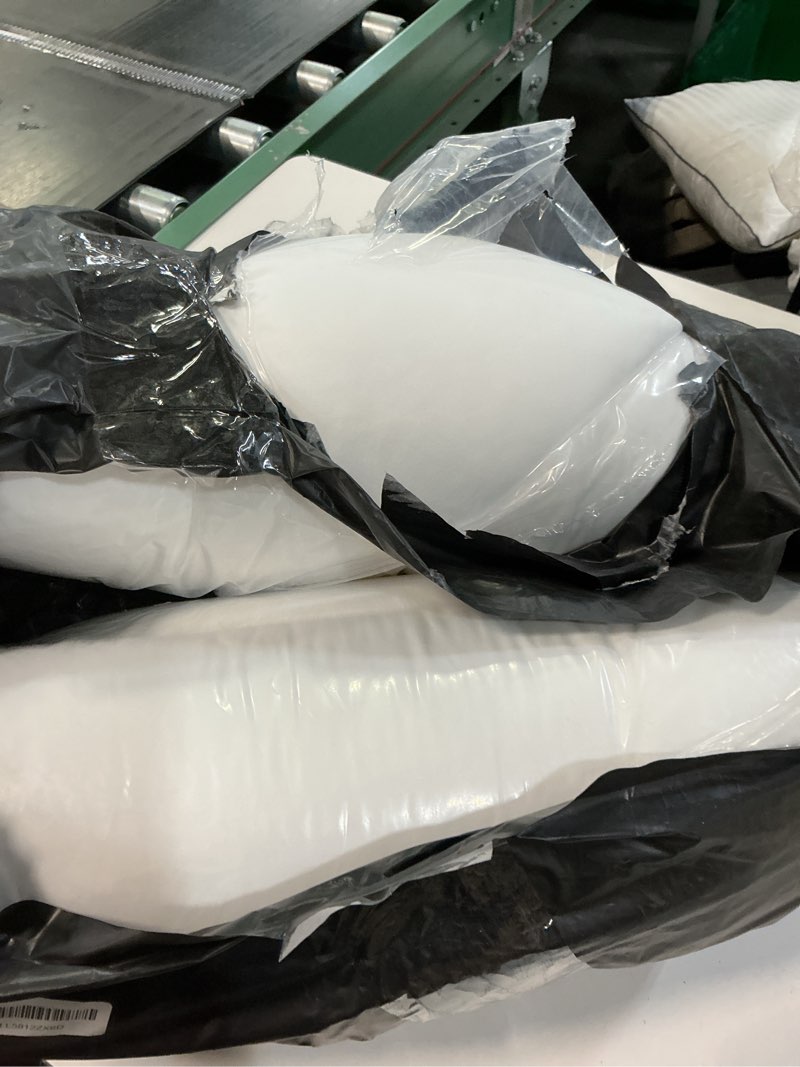 Condition photo showing As Is for Amazon Basics Down Alternative Pillow for Back Side Sleepers, Medium Density, Standard Size, 26" x 20", 2-Pack, White Standard (Pack of 2) Medium Pillow