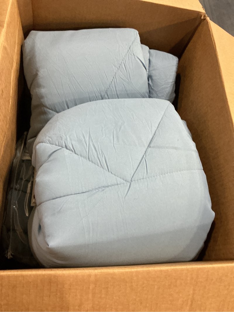 Condition photo showing Good Condition for cozylux king size comforter set dusty blue - 7 pieces bed in a bag king, luxury soft bed set for all seasons, bedding set with down alternative comforter, sheets, pillowcases & shams, grayish blue dusty blue king