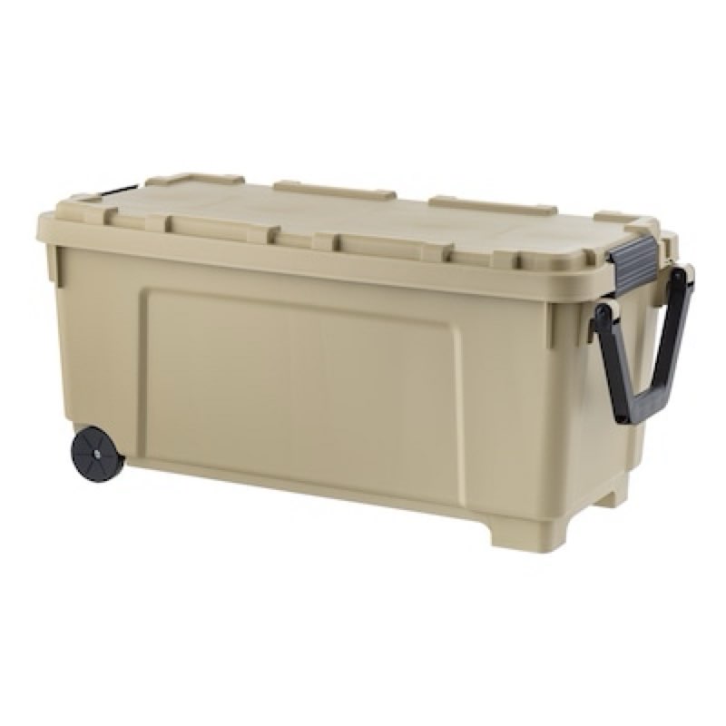 Project Source Large 42.3 -Gallons ( 169 -Quarts ) Khaki Yellow/Solid Heavy Duty Rolling Stackable