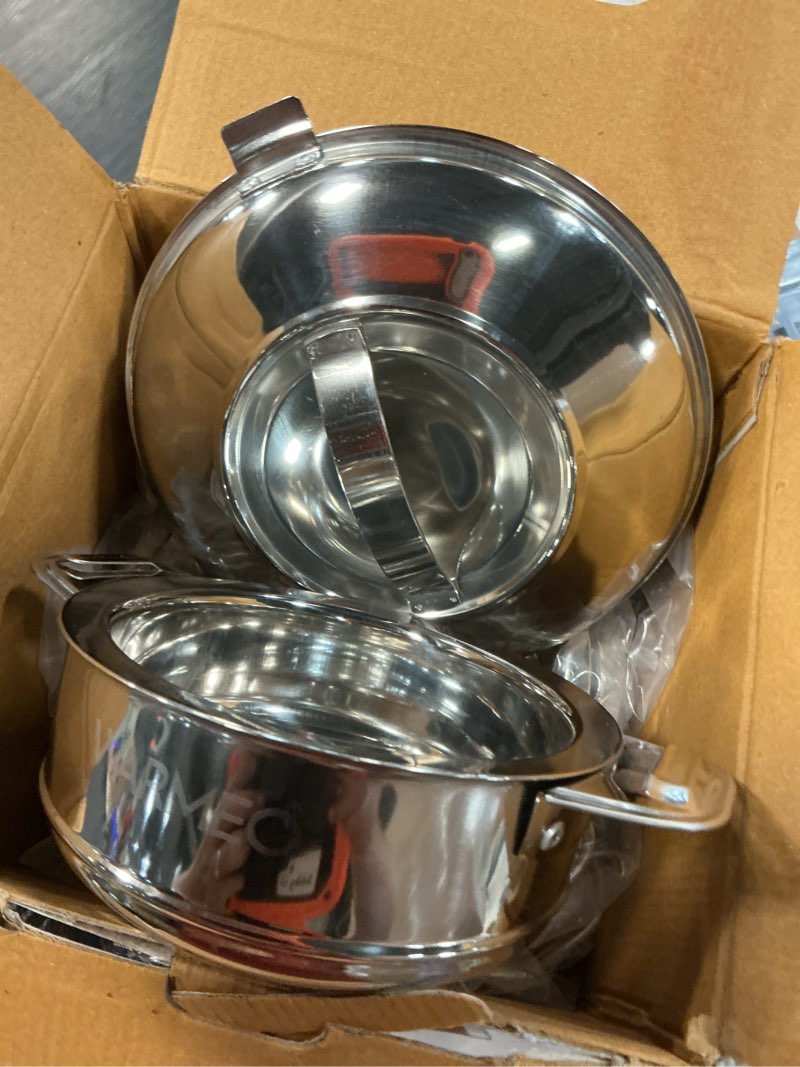 Condition photo showing Good Condition for casserole set stainless steel, silver, set of 3 (500,1000,1500ml) | inner insulated, easy to carry hot boxes, hot food storage, for kitchen