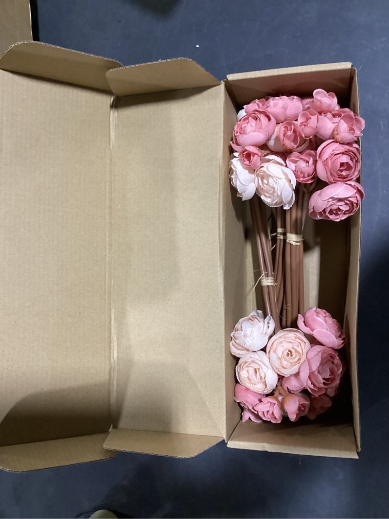 Condition photo showing Good Condition for Floroom Ranunculus Artificial Flowers 18 Pcs Dusty Rose Faux Silk Mini Ranunculus Bulk Fake Wedding Filler Flowers for DIY Bouquets, Centerpieces, Bridal Shower Decorations & Arrangements