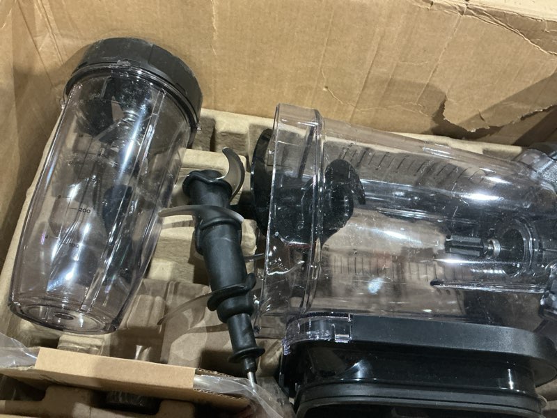 Condition photo showing As Is for ninja kitchen system | all-in-one food processor & blender | with 8-cup bowl & (1) 24 oz. to-go cup | for smoothies, cookie dough, salsas, cole slaw & more | 1800 watt | black | tb401 blender + bowl + (1) 24-oz. cup