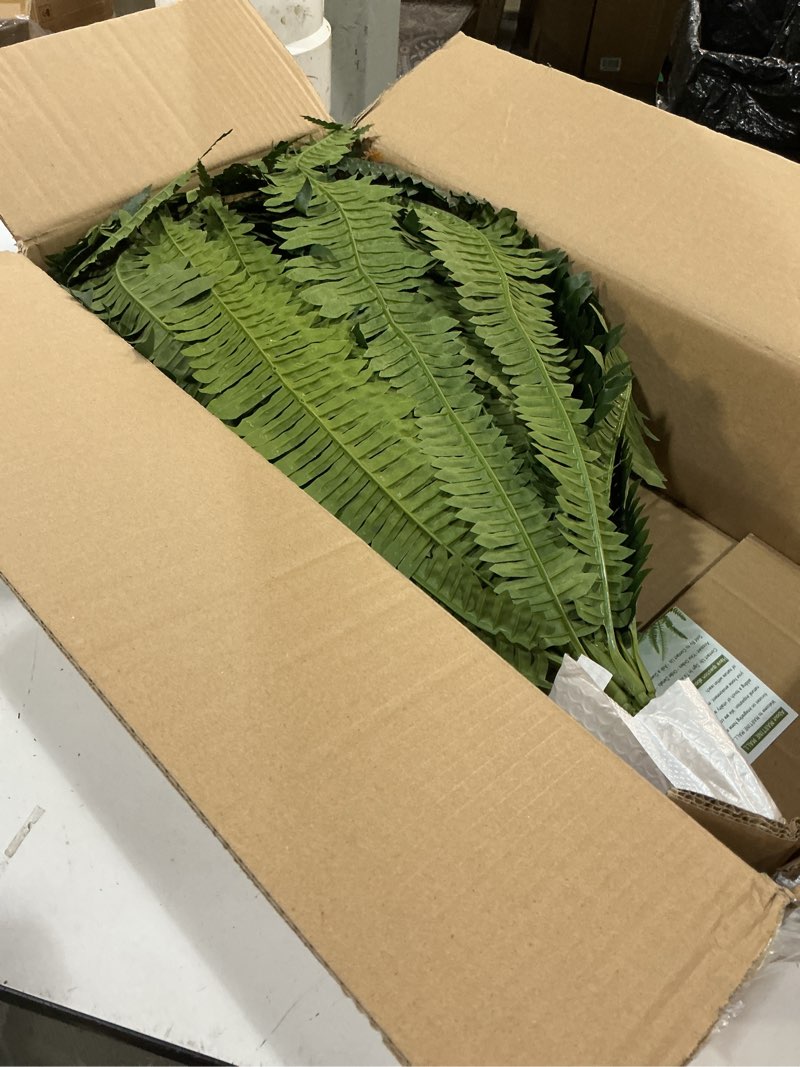 Condition photo showing Good Condition for martine mall 48 inch 128 leaves artificial ferns for outdoors look real fake ferns, large faux boston ferns for outdoor planter realistic uv resistant artificial fake plants for porch patio hanging 1pcs green