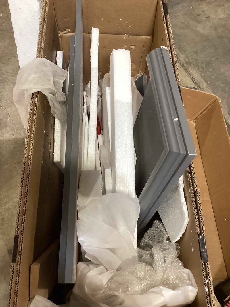 Condition photo showing As Is for 36” Electric Fireplace Mantel Freestanding Electric Fireplace, Remote Control, Adjustable Led Flame,