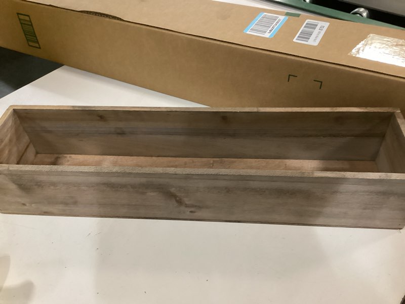 Condition photo showing item condition for CYS EXCEL Rectangle Wood Planter Box with Removable Plastic Liner (H:4" Open:22"x5") | Multiple Size Choices Wood Rectangular Planter | Indoor Decorative Window Box H-4" Open-22"x5" Brown