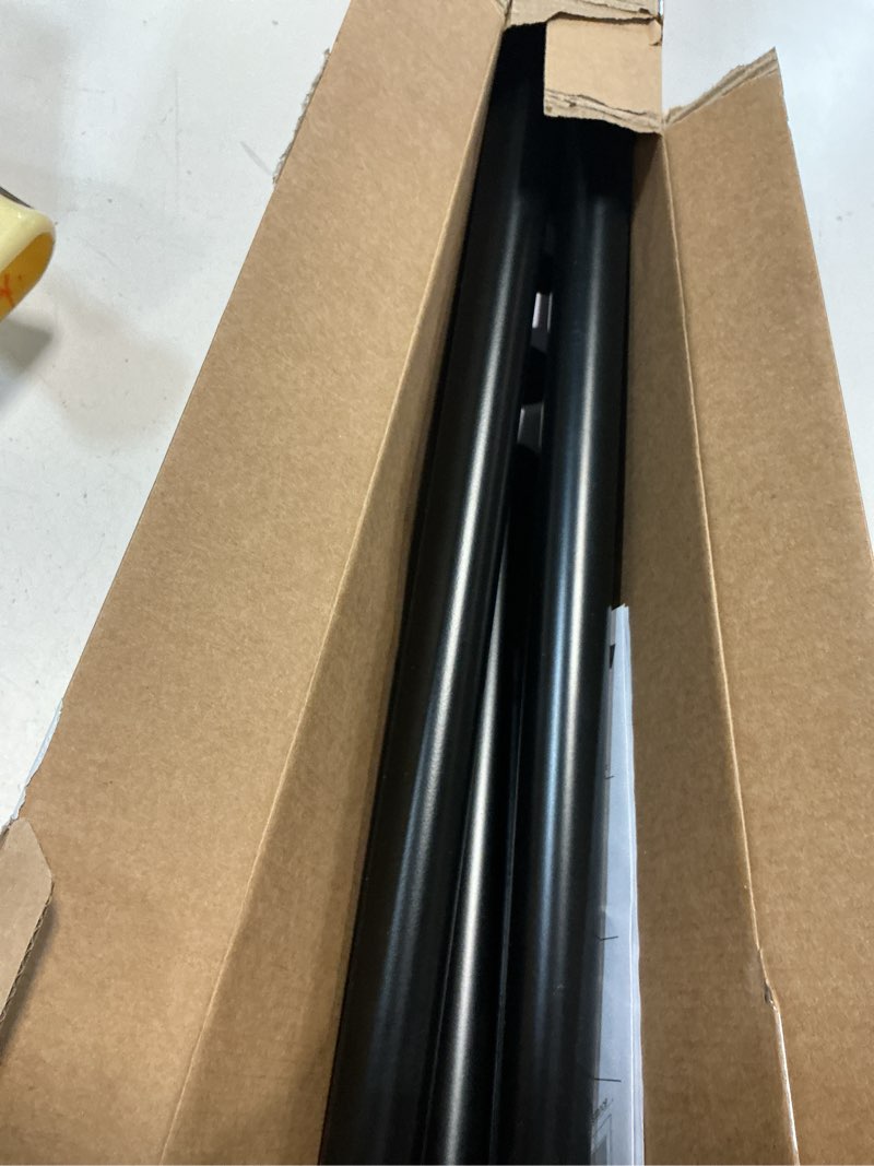 Condition photo showing As Is for Black Bay Window Curtain Rod, HOTOZON 1 Inch Curtain Rods for Bay Windows 36-72 Inch(Center Rod), 20-36 Inch Side Rods for Windows, Heavy Duty Decorative Drapery Rod with End Cap Finials Black 36-72" (3 Sides)