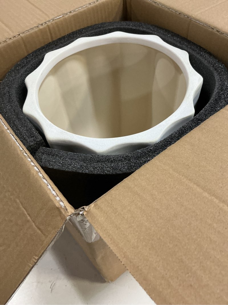 Condition photo showing Good Condition for 10 inch plant pot – ceramic planter with drainage hole & removable drain plug, decorative flower pot for indoor outdoor plants, modern round large planter, cream white white 10"
