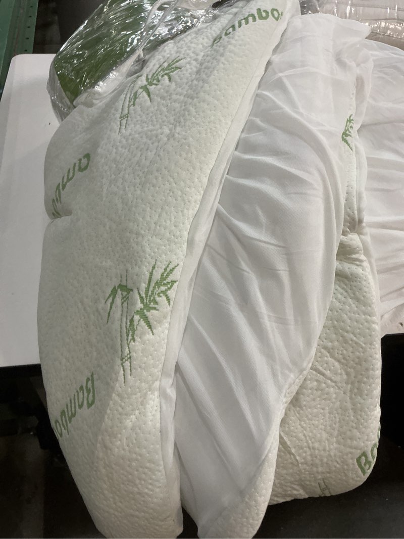 Condition photo showing New/Like New for ultra soft full size mattress topper - viscose made from bamboo pillow top mattress pad for back pain relief - naturally cooling for hot sleepers, green green full
