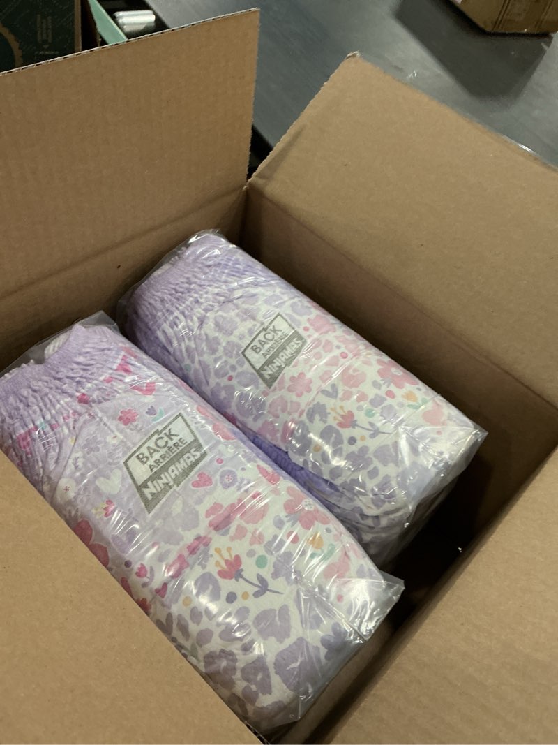 Condition photo showing New/Like New for ninjamas girls bedwetting nighttime underwear, size l (64-95+ lbs), 34 count, overnight protection, ultra absorbent, hypoallergenic large 34