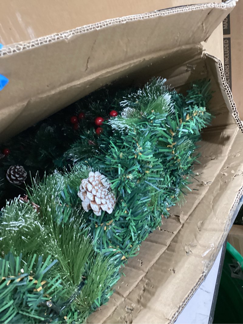 Condition photo showing Good Condition for 30 inch super large thick christmas wreath for front door with 100 lights timer realistic feel 311 tips 28 pinecone 110 red berry battery operated outdoor christmas wreath xmas door decor