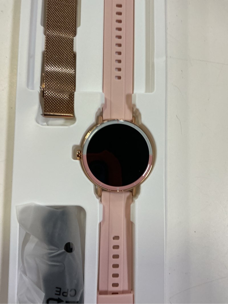 Condition photo showing Good Condition for keeponfit smart watches for women android/iphone, ip68 waterproof fitness tracker with bluetooth calls(answer&make), activity pedometer/heart rate/spo2 monitor/100+ sports model gold pink