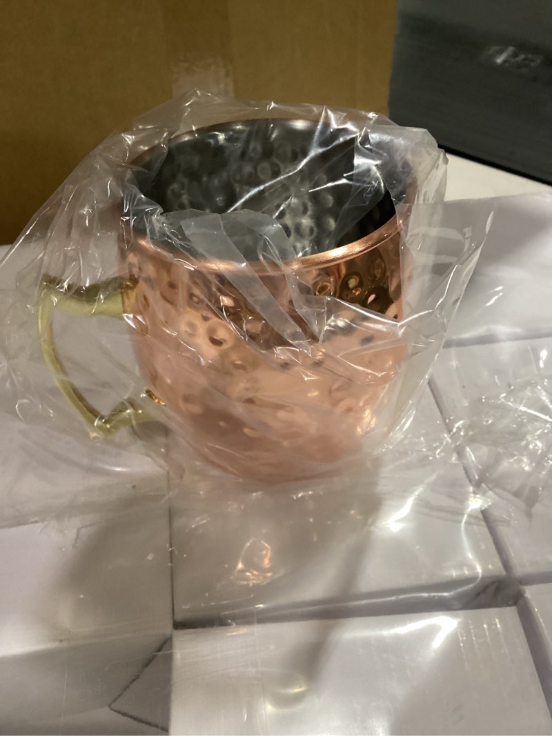 Condition photo showing Good Condition for (Missing 8) Tessco 20 Pcs Moscow Mule Mugs Bulk Mule 19 oz Hammered Copper Cups Stainless Steel Lining and Gold Brass Handles for Chilled Drinks Coffee Wine Wedding Kitchen (Rose Gold) Rose Gold 20