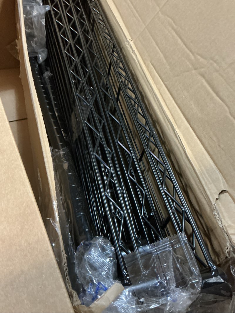 Condition photo showing Good Condition for Amazon Basics 5-Shelf Steel Wire Rack Storage, 36" L x 14" W x 72" H, Black | Heavy Duty, Adjustable, for Kitchen, Garage, Shelving Organizer 5-Shelf Black