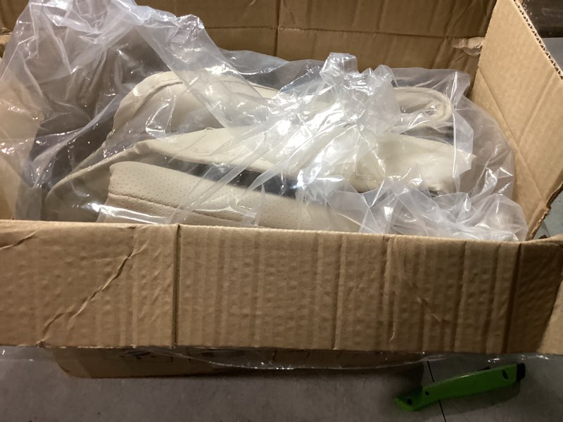 Condition photo showing New/Like New for 2 Pack Leather Front Car Seat Cover Bottom Only, Anti-slip Padded Seat Cushion, Full Wrap Seat Protector with Storage Function Universal Fit for Most Cars, SUV, Pick-up Trucks (Light Beige)