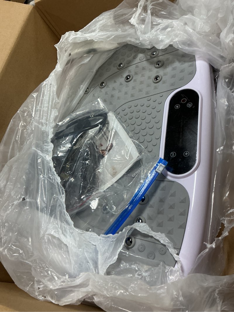 Condition photo showing As Is for SoftGym Vibration Plate Exercise Machine for Lymphatic Drainage,Power Vibrate Stand Shake Board 450 Lbs Capacity Whole Body Workout Waver with Fitness Resistance Bands Weight Loss Gifts for Women Men Slim Plus-Purple 