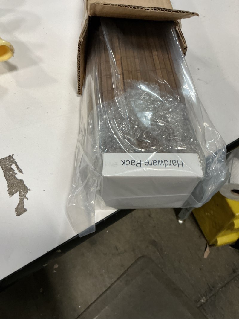 Condition photo showing New/Like New for LazBlinds Cordless Bamboo Roman Shades, Privacy Blinds for Interior Windows, Room Darkening Roll Up Bamboo Blinds for Home & Patio, 30.5" W x 48" H, Highfield Teak Pricacy - Highfield Teak 30 1/2" W x 48" H