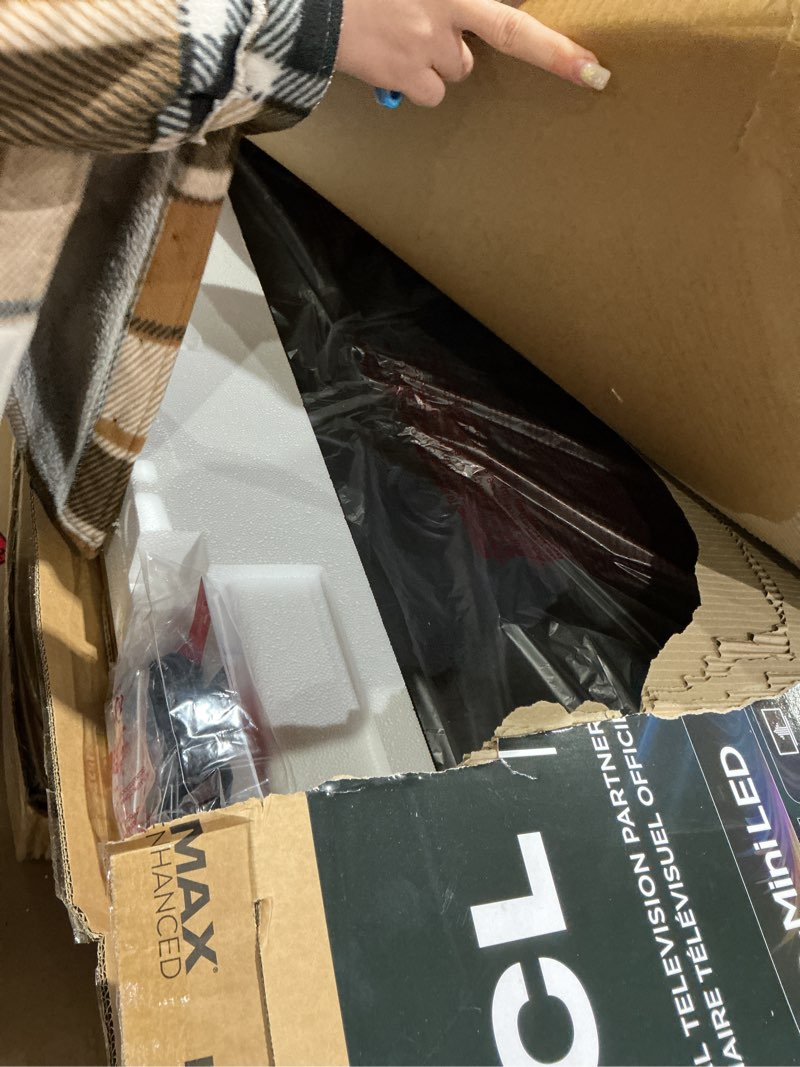 Condition photo showing As Is for tcl 65 inch class qm6k series | mini led qled 4k hdr | 65qm6k, 2025 model | 120hz-144hz high brightness smart google tv dolby atmos onkyo audio | voice remote alexa gaming streaming television