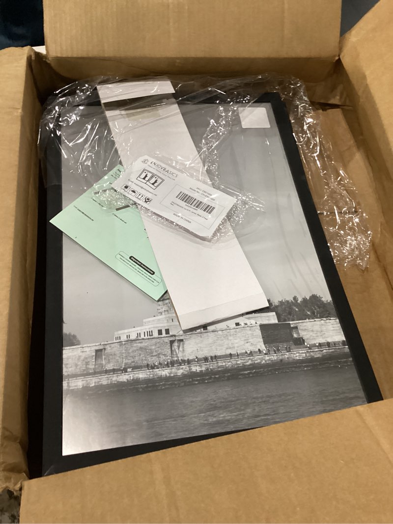 Condition photo showing New/Like New for enjoybasics 12x18 picture frame, display for 12 x 18 poster, wall gallery photo frames, black, 2 pack black 12x18
