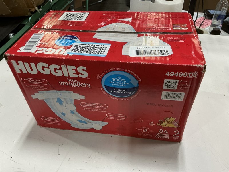 Condition photo showing New/Like New for Huggies Size 2 Diapers, Little Snugglers Baby Diapers, Size 2 (12-18 lbs), 84 Count, Packaging May Vary Size 2 84