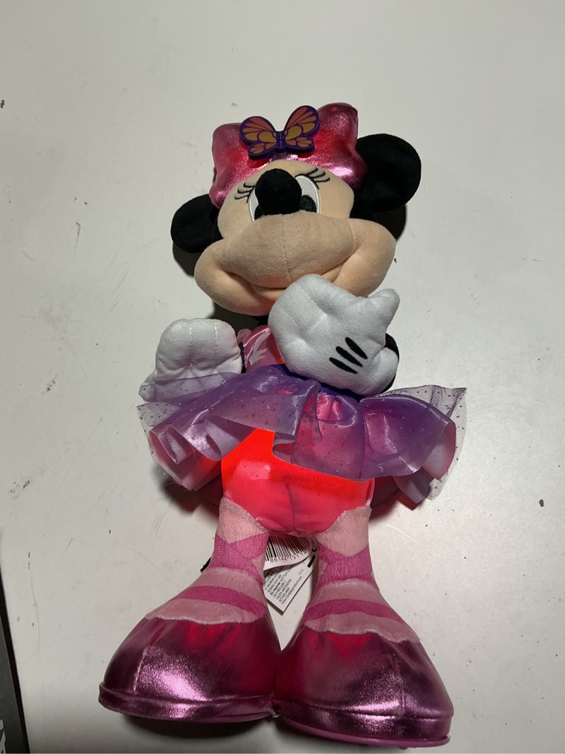 Condition photo showing Good Condition for just play minnie disney junior mouse sing and dance butterfly ballerina lights and sounds plush, sings just like a butterfly, kids toys for ages 3 up