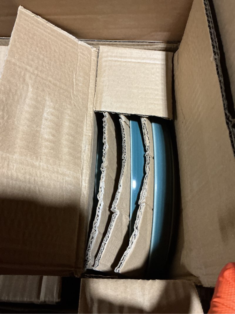 Condition photo showing Good Condition for gibson elite clarina 16 piece double bowl stoneware reactive glaze round plates and bowls dinnerware set - teal