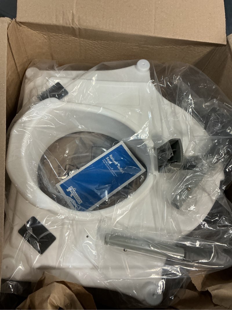 Condition photo showing As Is for medline bariatric raised toilet seat, locking, 3.5 inch, 600 lb weight capacity, retail packaging - comfortable & secure solution for heavy individuals