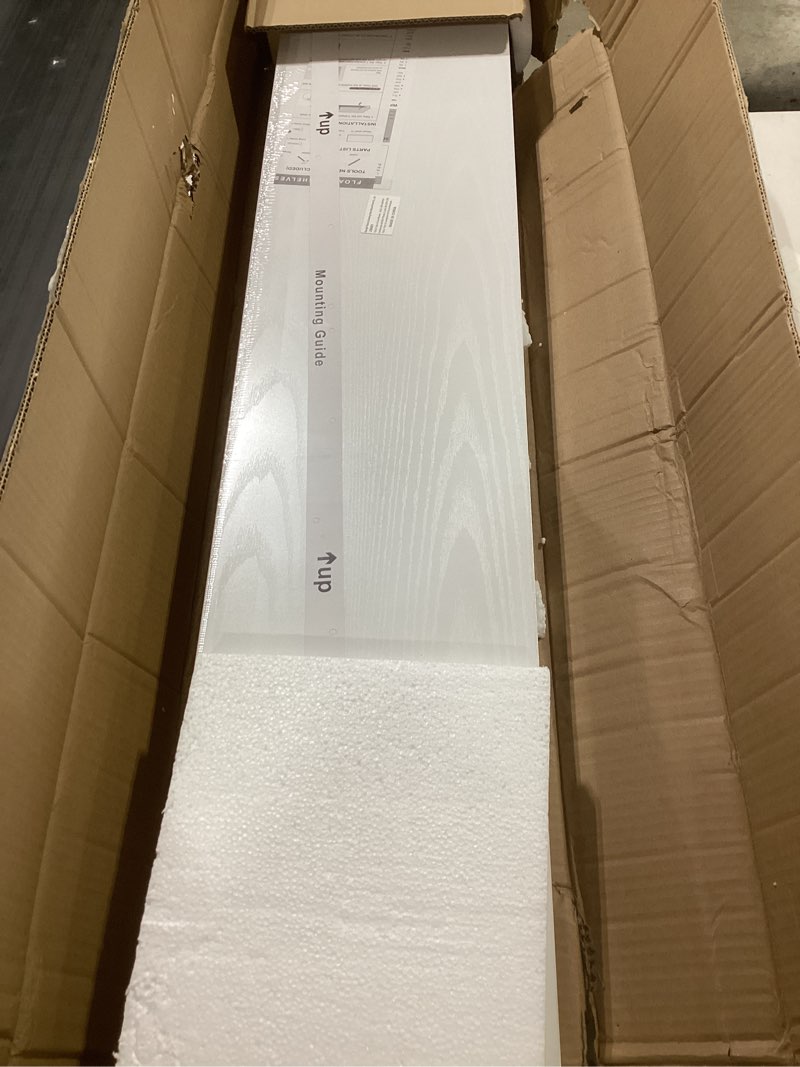 Condition photo showing Good Condition for BAYKA Floating Shelves, 48 inches Long Heavy Duty Wall Mounted Rustic Wood Shelves for Bathroom, Bedroom, Living Room, Kitchen, Office, Hanging Shelf for Books/Storage/Decor(White,Set of 2) C. White - Modern Minimalist Style 48inches