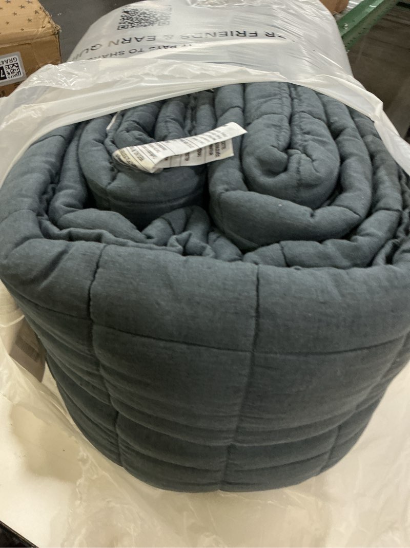 Condition photo showing As Is for european linen box quilt, king/cal king, nightfall