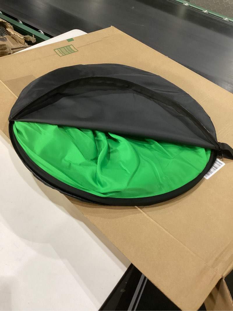 Condition photo showing Good Condition for Portable Green Screen Chair, 57 in Greenscreen Backdrop with Stand Double Sided Foldable Green Background, Chroma Key, for Photography Streaming Gaming Photo Zoom Video Chats and Meeting