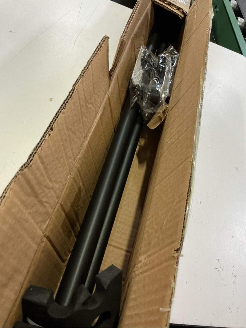 Condition photo showing Good Condition for 2 pack matte black curtain rods for window 36-72", decorative curtain rods with cap finials, adjustable 1-inch thicken single curtain rods telescoping drapery rods matte black 2 pack 36-72"