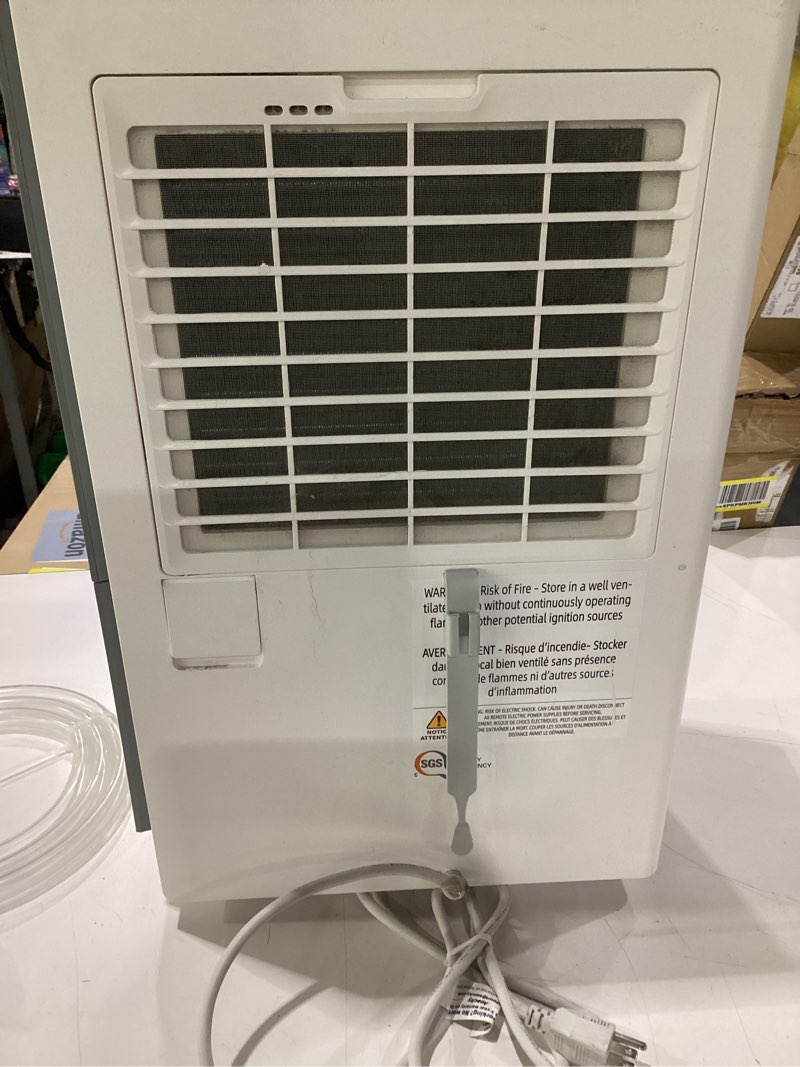 Condition photo showing As Is for **untested** aeocky 4500 sq.ft energy star most efficient 2025 dehumidifier, max 80 pint/day smart compressor dehumidifier with drain hose, intelligent humidistat,for basement,bedroom,home,bathroom 80 pints - 4500 sq.ft