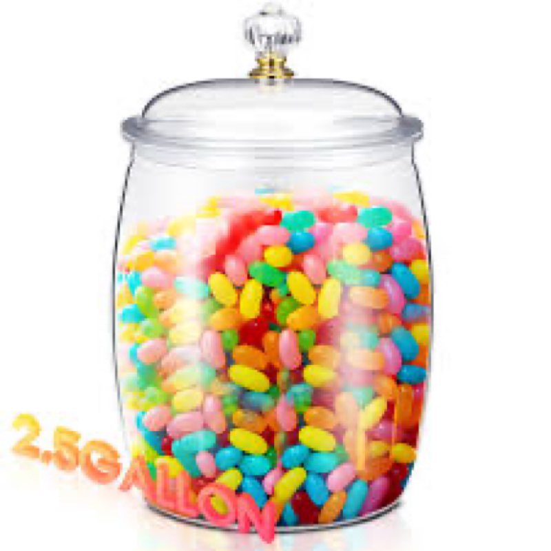 nuogo 2.5 gallon/320 oz large candy & cookie jar with lid plastic apothecary jars large food storage