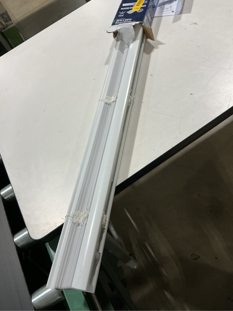 Condition photo showing New/Like New for project source 1-in slat width 35-in x 60-in cordless white vinyl room darkening mini-blinds