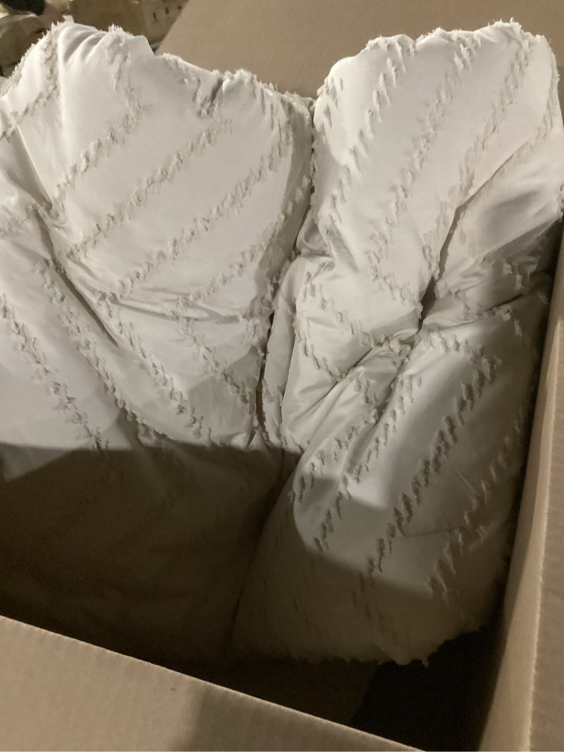 Condition photo showing As Is for Litanika Beige King Size Comforter Set with Sheets - 7 Pieces Bed in a Bag King Boho Tufted Complete Bedding Sets with Comforter, Sheets, Pillowcases & Shams King (104"x90") Beige